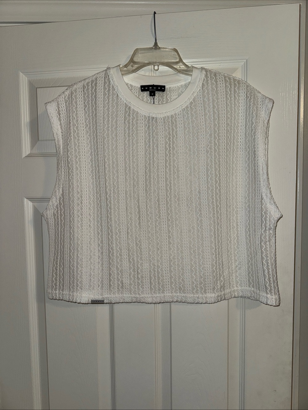 Cropped White Textured Sleeveless Tank by A New Day